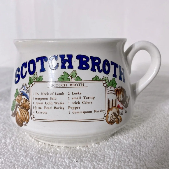 Vintage  Scotch Broth Ceramic Soup Cup Recipe Mug - Picture 1 of 12